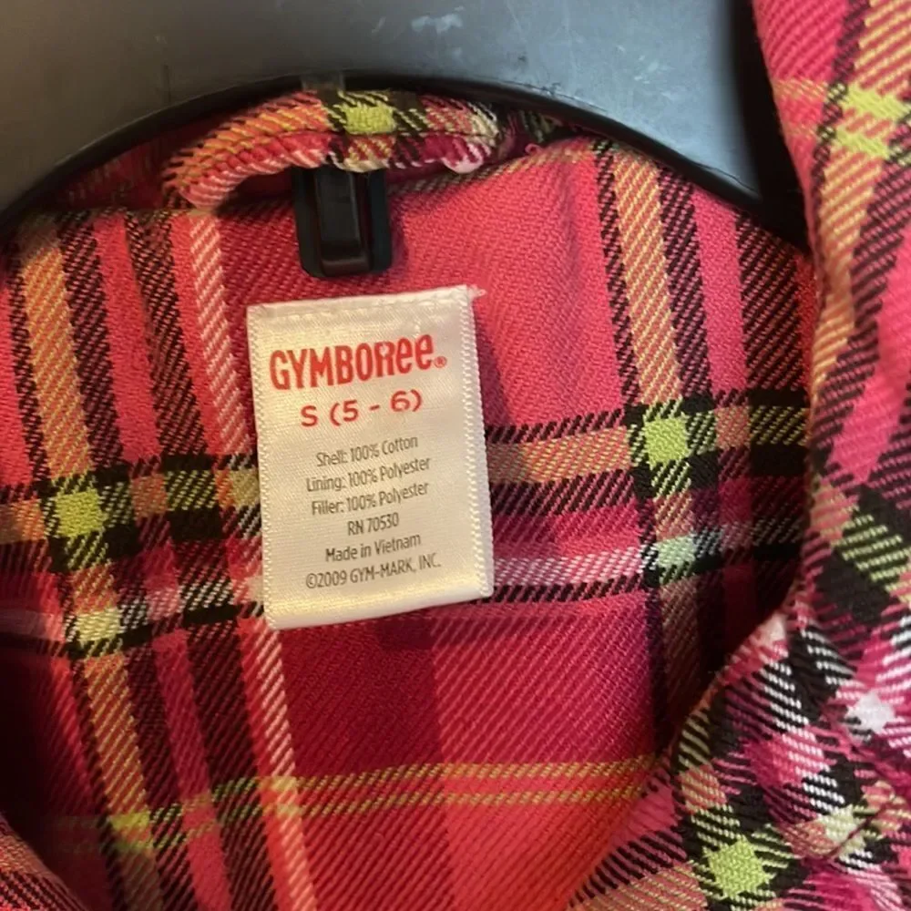 Gymboree plaid pea coat - girls size small 5/6 (A-08)
